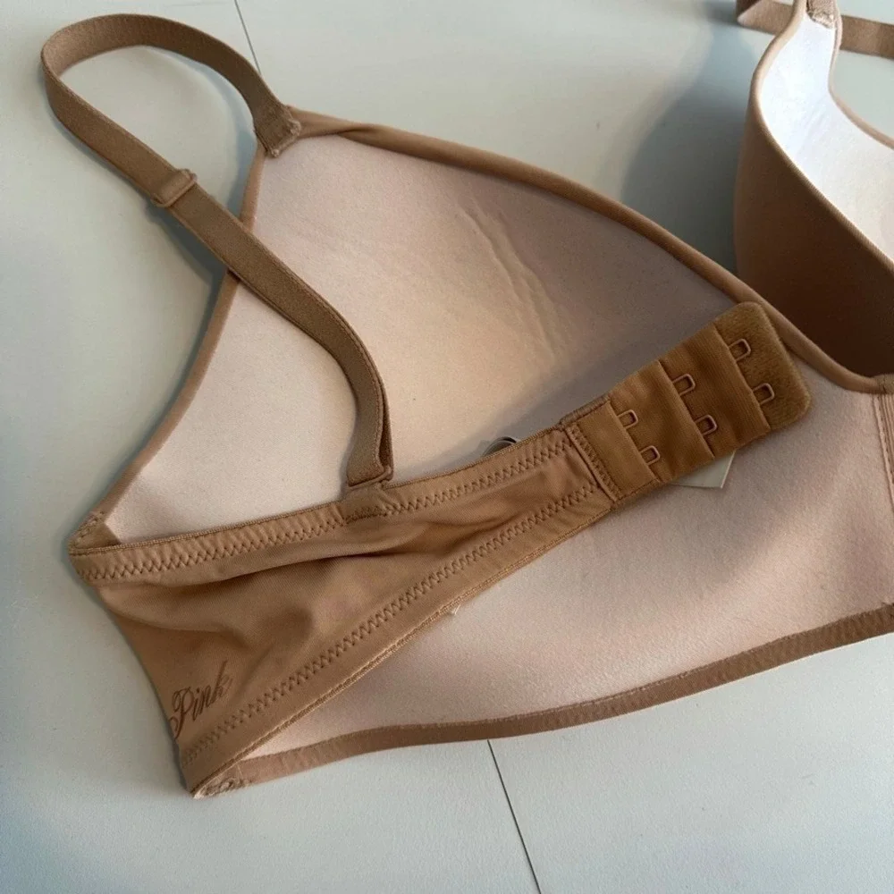Victoria's Secret PINK Wear Everywhere Wireless Bra 36D Nude‎ Tan Lightly Lined